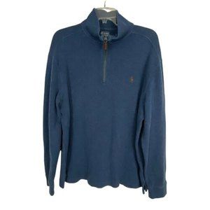 Polo Ralph Lauren Mens Sweater Size L Large Blue Long Sleeve Quarter Zip Jacket